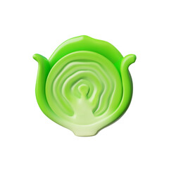 3d cabbage, vector graphics with the image of a piece of vegetable cut in half