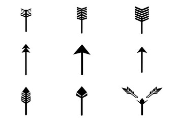 Collection of Black Arrow Silhouettes in Various Styles for Design Projects and Creative Use.