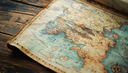  Antique maps of old cities or unexplored territories, with faded colors and intricate details, giving a historic and adventurous vibe.