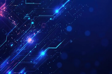 Obraz premium Glowing Light Streaks in Blue Digital Space 