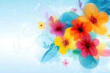 Obraz premium Colorful Floral Bouquet on Light Blue Background 