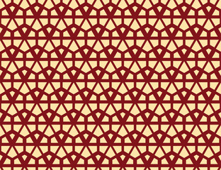 Abstract geometric pattern. A seamless vector background. Golden and red ornament. Graphic modern pattern. Simple lattice graphic design