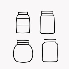 hand drawn doodle jar collection illustration