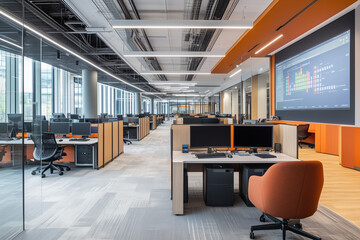 A Call Center with a Large Open-Plan Space and Workstations