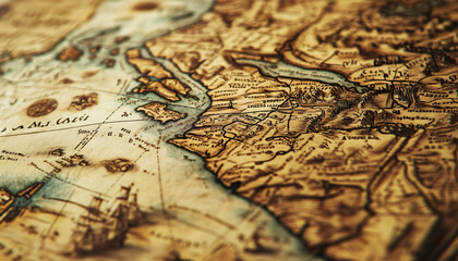  Antique maps of old cities or unexplored territories, with faded colors and intricate details, giving a historic and adventurous vibe.