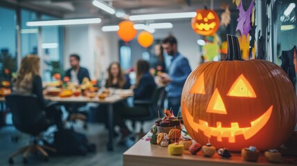 A Halloween party at the office, complete with games, treats, and decorations, creating a joyful atmosphere for everyone