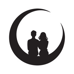 Romantic Couple Silhouette Design - wedding couple Vector illustration