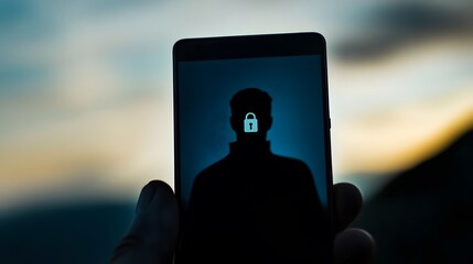 Close-up of smartphone screen with privacy lock icon and hand partially covering it, highlighting the significance of phone security and personal data protection