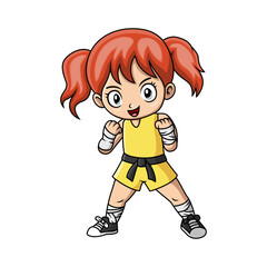 cute little girl practicing Muaythai