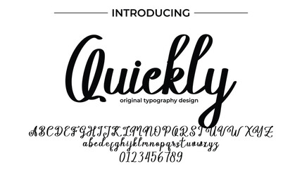 Quickly Font Stylish brush painted an uppercase vector letters, alphabet, typeface