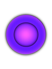Bright pink and purple glowing button with shadow 