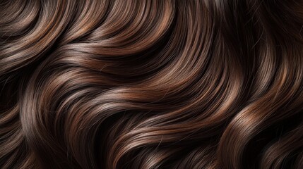 Naklejka premium long brown hair texture, healthy smooth, close-up