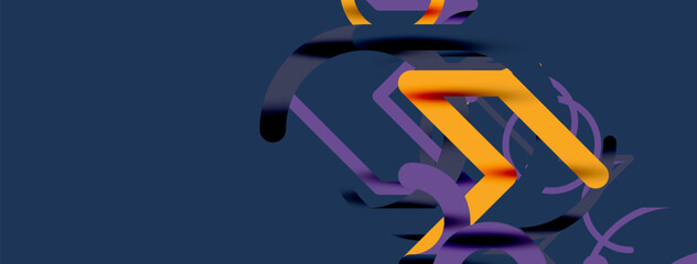 Abstract background. Circles and colorful round shape lines. Linear geometric minimal design