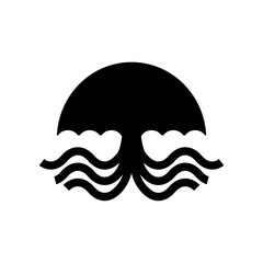 abstract silhouette tree roots logo icon