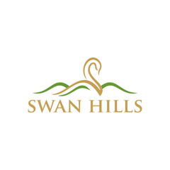 hills swan icon combinations logo vector