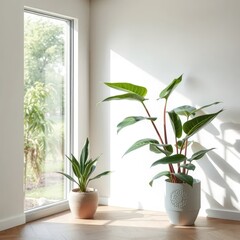 Two Potted Plants In A Modern Interior