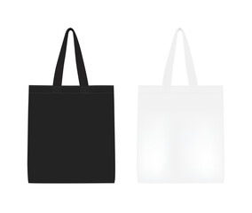 Blank black and white tote bag isolated on white background 