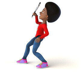 Fun 3D cartoon black teenage girl