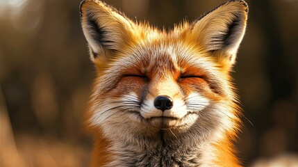 A Close-Up Portrait of a Red Fox with its Eyes Closed