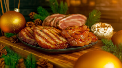 Enjoy delicious grilled meats and festive decorations for a joyful holiday feast