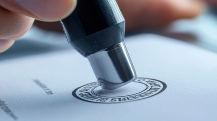an accreditation seal being stamped on a professional document, showcasing formal approval and recognition of standards