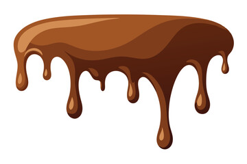 Melted chocolate dripping illustration on white background.