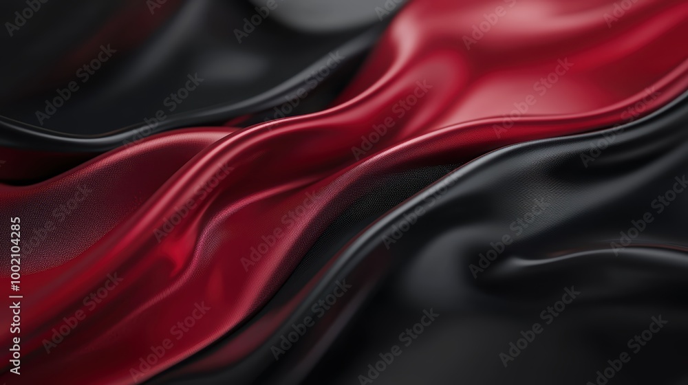 Poster dynamic red and black metallic textures with contrasting light reflections