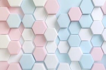 Fototapeta premium Pastel 3D hexagonal geometric background in blue and pink tones 