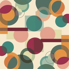 Retro Geometric Circle Pattern with Colorful Dots and Shapes This captures the key elements of the design, using clear, descriptive words based on your sentences