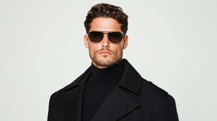 Obraz premium stylish man in sunglasses and black coat