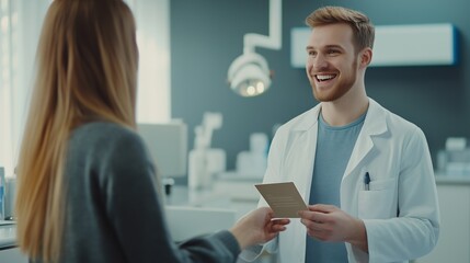 Obraz premium Friendly Dentist Scheduling Next Appointment