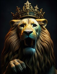 Obraz premium a lion with a crown