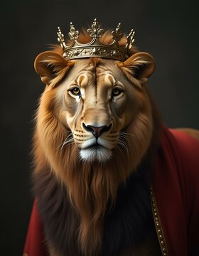 a lion wearing a crown

