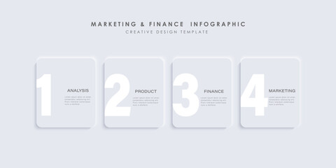 Business infographics template. Timeline with 4 steps or options. Minimalistic white design.