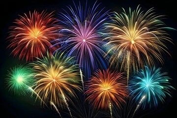 Vibrant Colorful Fireworks Display Celebrating Night Sky Festivities