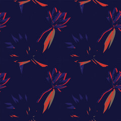 Blue Abstract Floral Seamless Pattern Design