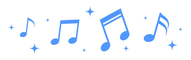 Blue clef music notes key musical border illustration divider clipart