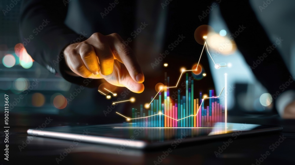 Aufkleber digital graphs and data analysis in modern business