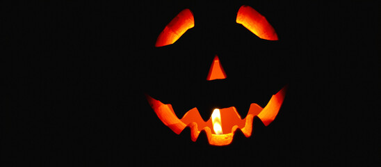 Jack-o'-lantern Face with Glowing Candle