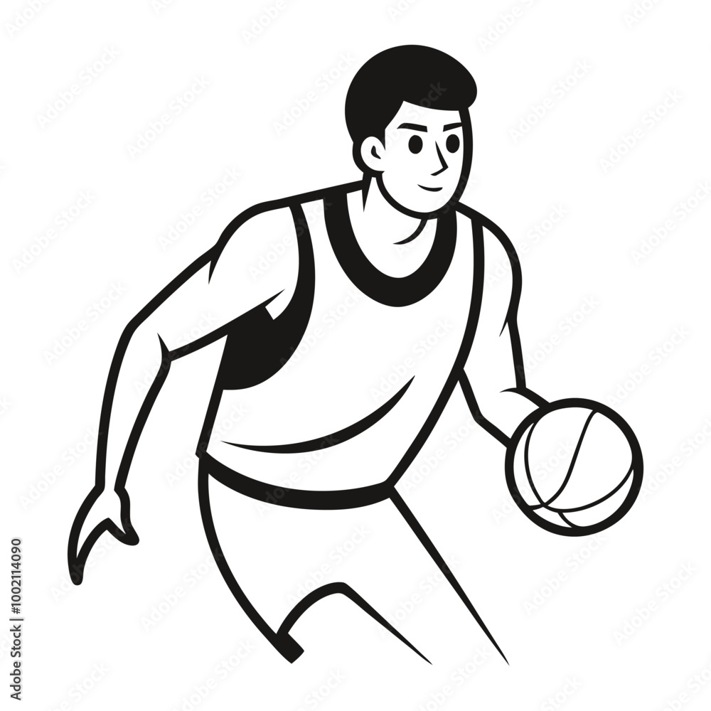 Wall mural Basketball Player Cartoon Silhouette Concept.