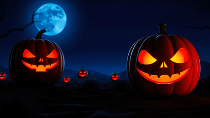 Jack-o'-Lanterns Under the Full Moon