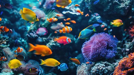 Colorful Tropical Fish in Vibrant Coral Reef Scene