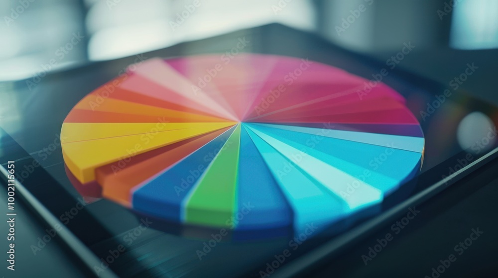 Poster colorful chart on digital screen displaying data analysis