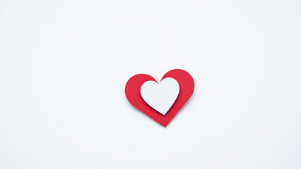 Red and White Heart on White Background