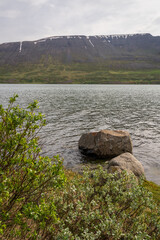 Ljósavatn Lake in Iceland on a Foggy Day