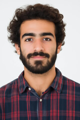Fototapeta premium Passfoto - Junger Mann aus der Türkei mit Bart und Hemd 