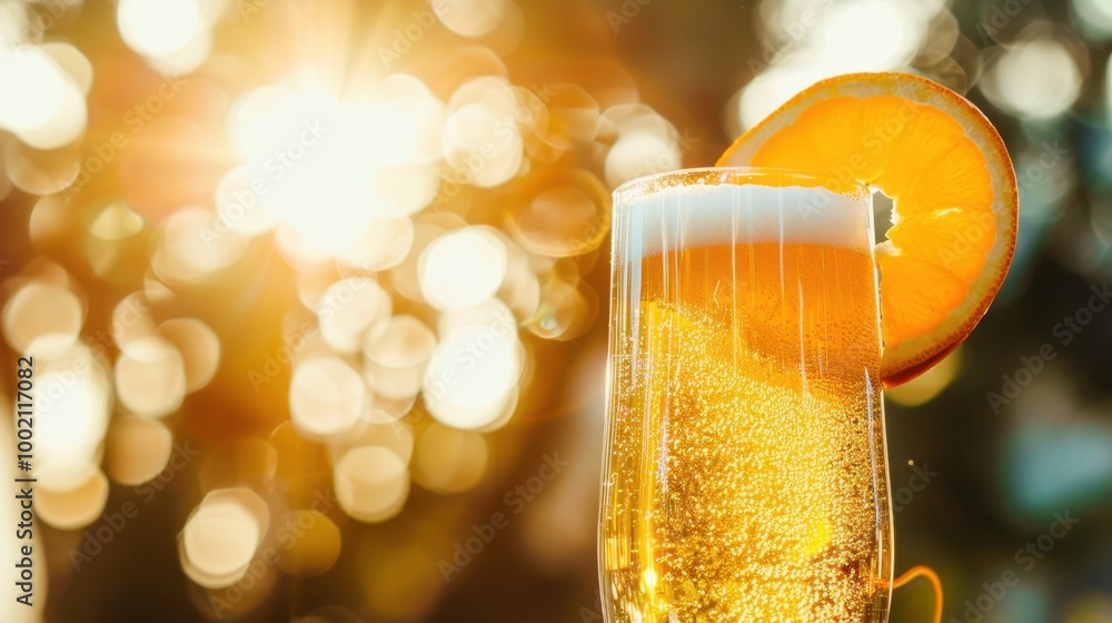 Poster refreshing sparkling drink with citrus slice