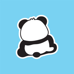 cute baby panda siting backwards funny cartoon sticker vector on pastel background for kids adorable animal fat black and white vector high quality for prints