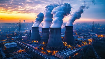 Coal power plant releasing pollution into atmosphere