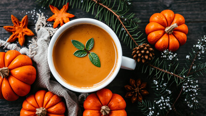 Pumpkin Spice Latte with Fall Decor